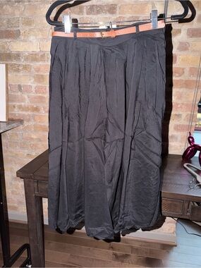 Women’s Black Midi Skirt with Tan Belt